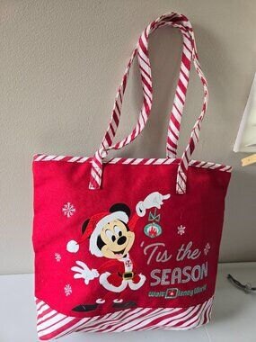Disney Parks Santa Mickey “’Tis the Season” Large Holiday Tote